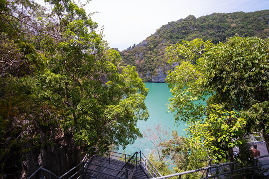 Emerald Lake or Talay Nai in Koh Mae Koh Island, Ang Thong Marine Park, Near Koh Samui, Thailand.