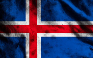 Fototapeta premium Flag of Iceland on old fabric