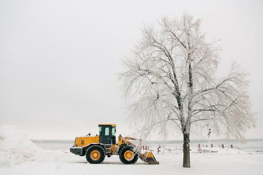 Winter orange Tractor