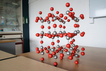 Three dimensional atomic or molecule model, used in chemistry class.