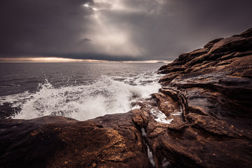 Ocean Waves on the Rocky Coast
