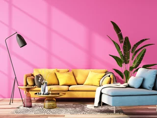 Fotobehang Per kamer interior design for color trend 2020,3d rendering,3d illustration  © TATTA