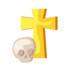 skull dead halloween with cross isolated icon