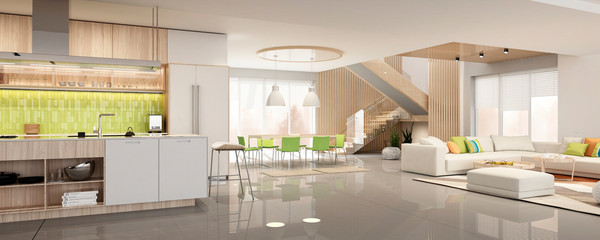 Fototapeta na wymiar Modern house interior. 3D rendering