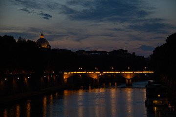 Obraz premium Rome, Italy at Sunset with the sint Peters Cathedral on the background