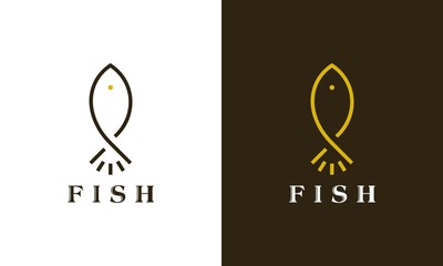 Creative and unique line logo design of fish with white and black background - EPS10 - Vector.