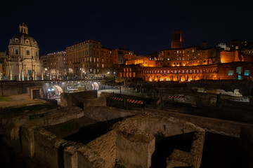 Fototapeta na wymiar Rome at night with buildings lightend