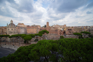 Fototapeta na wymiar View from the top of Monumento a Vittorio Emanuele II over Rome