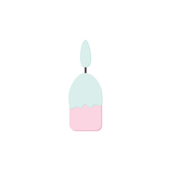 Cute Candle flat style, pink and blue pastel colors. Halloween holidays cartoon icon. Party, newborn baby symbol isolated on white. For postcards, sticker, baby shower. Printable.