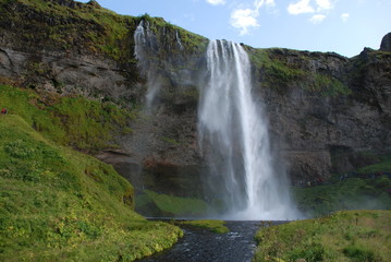 Seljalandsfoss waterfall in Iceland with river