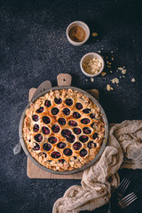 Summer traditional July 4th cherry pie with pretty lattice
