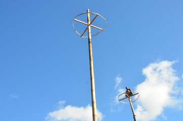 wind turbine against blue sky