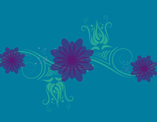 abstract floral background with flowers and butterflies