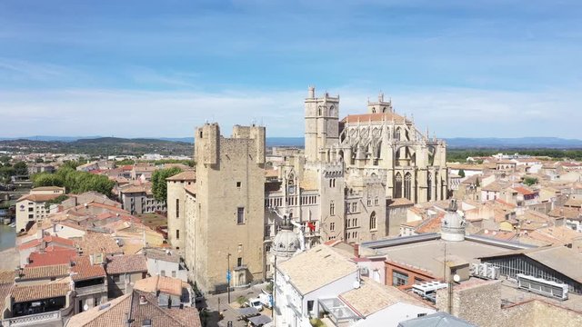 Aerial view of Narbonne with Saint Just and Saint Pasteur Cathedral