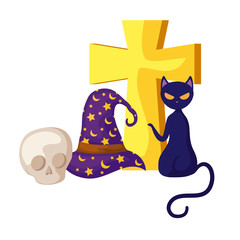 wizard hat with icons halloween