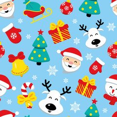 Christmas flat seamless pattern blue