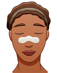 African American woman with nose pore strip