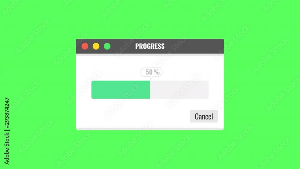 Poster loading transfer download 0-100%. loading bar. program window. alpha channel. 4k resolution.