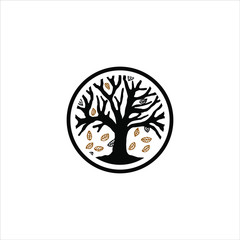 trees logo simple round autumn in black color for nature or icon design inspiration