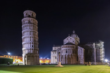 Night view of the Leaning Tower of Pisa
