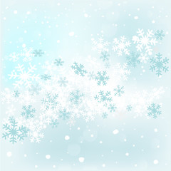 Winter, snow, on  blue background,