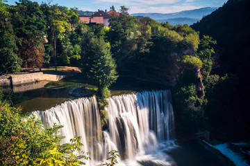 Waterfall on Pliva river in Jajce, Bosnia and Herzegovina