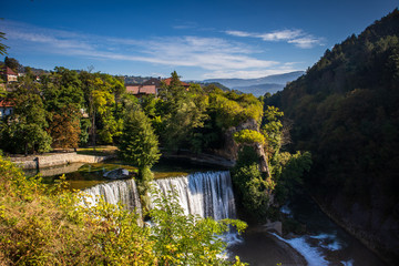 Waterfall on Pliva river in Jajce, Bosnia and Herzegovina