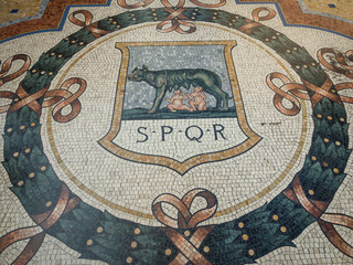 Mosais tiles on the floor of the Vittorio Emanuele shopping arcade in Milan
