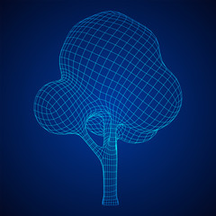 Mesh image of tree. Low poly background.
