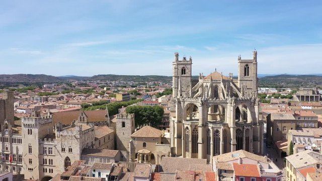 Aerial view of Narbonne with Saint Just and Saint Pasteur Cathedral