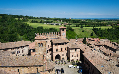 View on the historic town of Castell Arquato in Italy