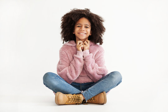 Cute laughing girl in casual clothes