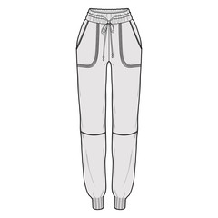 Pants fashion flat sketch template