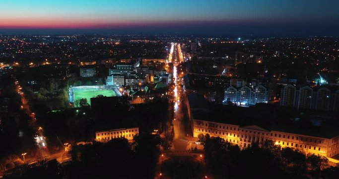 pro Red 422, aerial drone timelapse night citylife, Ukraine, poltava 4k