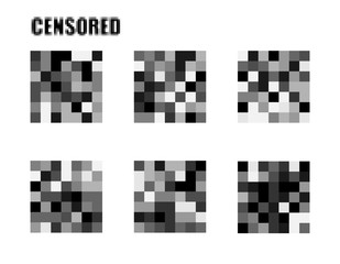 Censored signs concept. Isolated Set of censor bar. . Pixel censored vector template. Censorship rectangle. Black censor bar. Censorship rectangle