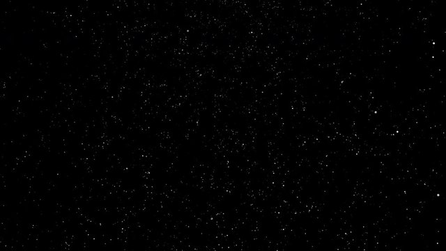 Motion of shinny stars animation on solid black background overlay effect play in loop with clear galaxy sky blinking twinkling light in the space with zoom swirl rotation of camera angel
