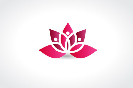Logo lotus flower abstract figures people vector image web design