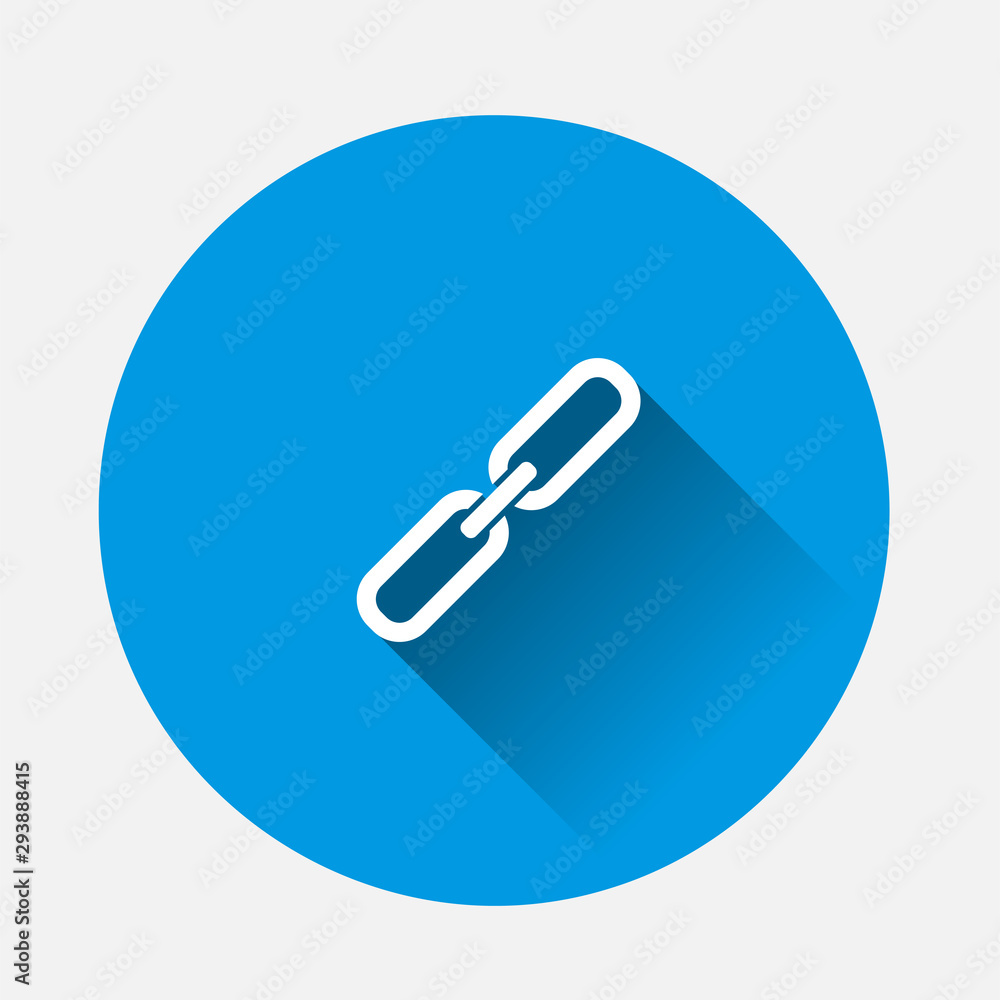 Poster chain links vector icon on blue background. flat image with long shadow.