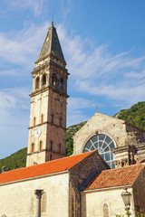Fototapeta na wymiar Bell Tower of St Nicholas church in ancient town of Perast, Montenegro