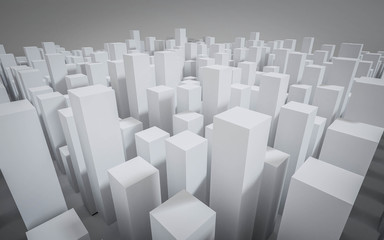 white 3D cityscape blocks model render illustration