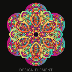 Vector round abstract circle. Mandala style. Decorative element, colored circular design element.