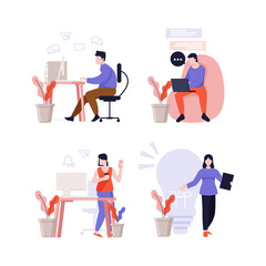 Illustration of people working at the office.Vector