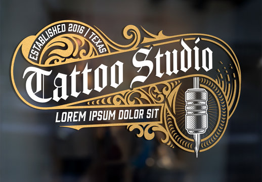 Drawing tattoo logo design vector free download