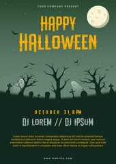Happy halloween business flyer design template, vector illustration