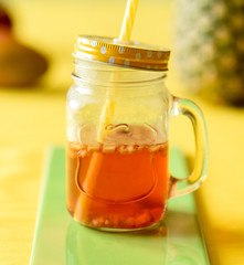Iced tea with tropical fruits