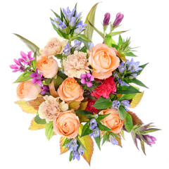 Flower arrangement : Rose, Gentian, Carnation, Stemona japonica