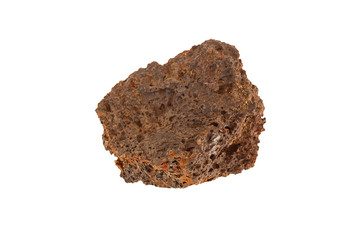 porous stone of solidified lava isolated on white background, real rock lava