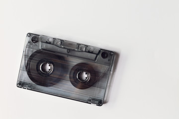 Obraz premium vintage old music cassette with film, with clean label isolated on white background, copy space, mocup