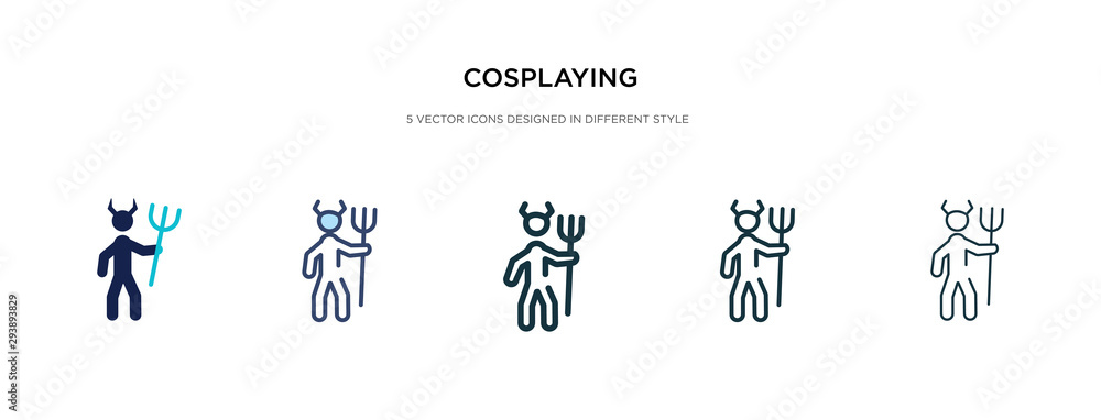 Poster cosplaying icon in different style vector illustration. two colored and black cosplaying vector icon