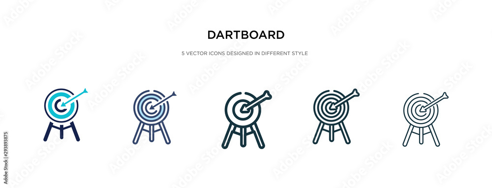 Poster dartboard icon in different style vector illustration. two colored and black dartboard vector icons 